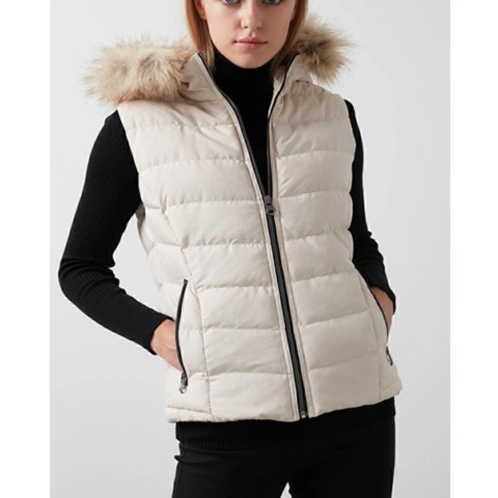 GAP Women White Quilted Puff Vest XS